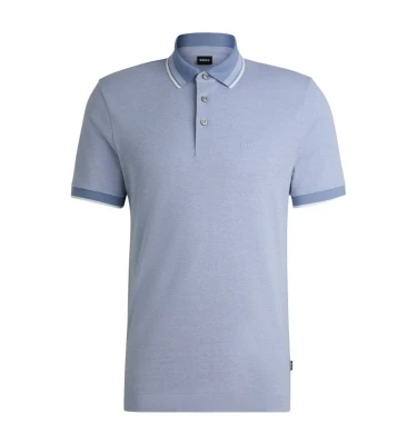 Boss Oxford-Cotton-Piqué Polo Shirt With Logo Detail polosi