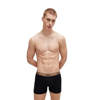 Трусы Boss Three-Pack of Stretch-Cotton Boxer Briefs with Logo Waistbands 1