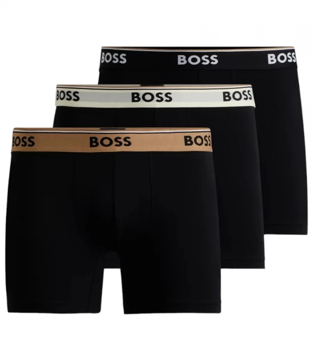 Boss Three-Pack of Stretch-Cotton Boxer Briefs with Logo Waistbands bokschi-ichki kiyimlar