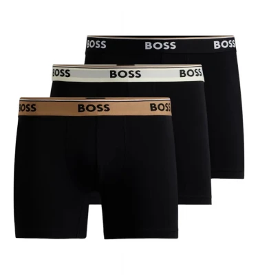 Трусы Boss Three-Pack of Stretch-Cotton Boxer Briefs with Logo Waistbands