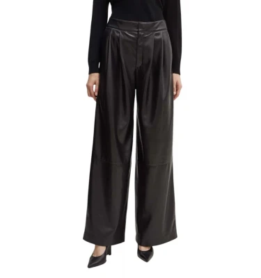 Брюки Boss Pleat-Front Slim-Fit Trousers In Faux Leather