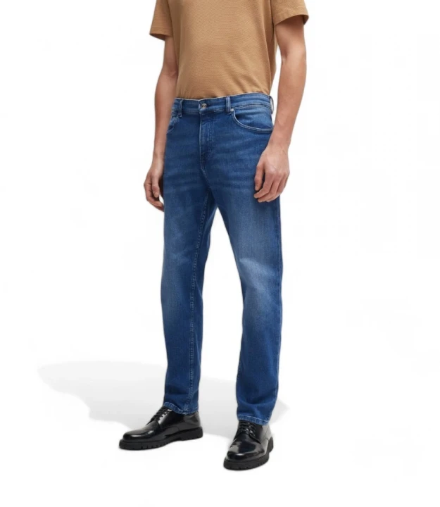 Boss Maine Regular-Fit Jeans In Pure-Blue Comfort-Stretch Denim jinsi shimlari