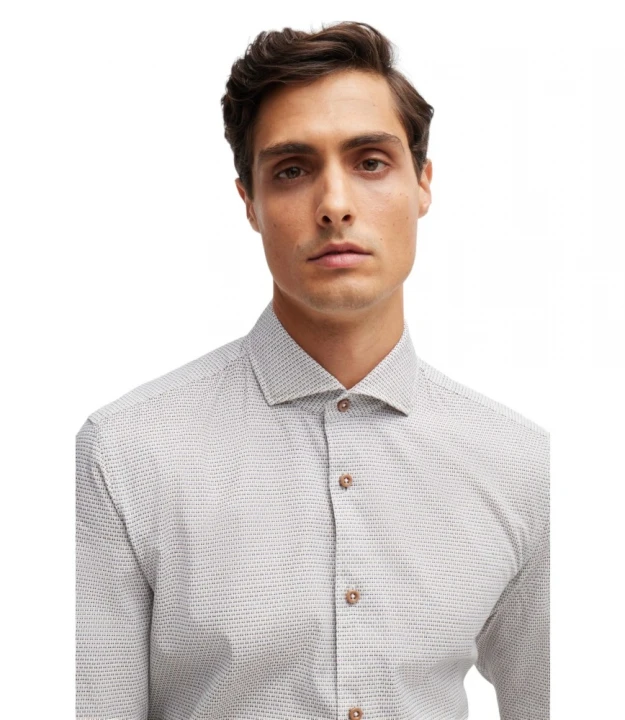 Boss Casual-Fit Shirt In Structured Cotton With Spread Collar  ko'ylagi 2