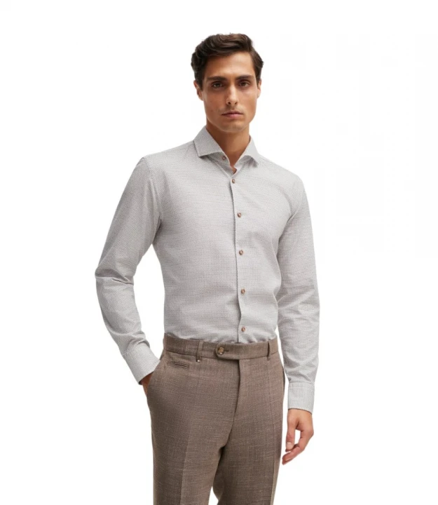 Рубашка Boss Casual-Fit Shirt In Structured Cotton With Spread Collar