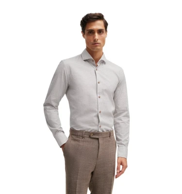 Рубашка Boss Casual-Fit Shirt In Structured Cotton With Spread Collar