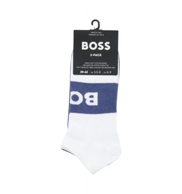 Boss Two-Pack of Ankle-Length Socks With Logo Details Papoqlari