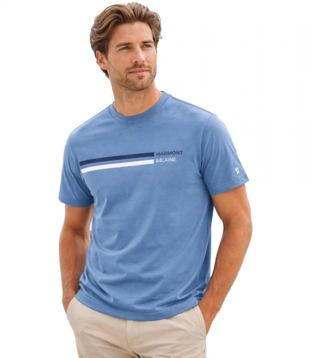 T-Shirt With Lettering And Stripes