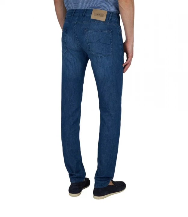 Jeans In Silk And Cotton Denim 1