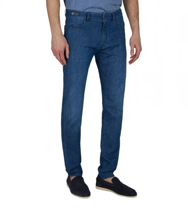 Jeans In Silk And Cotton Denim