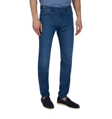 Jeans In Silk And Cotton Denim