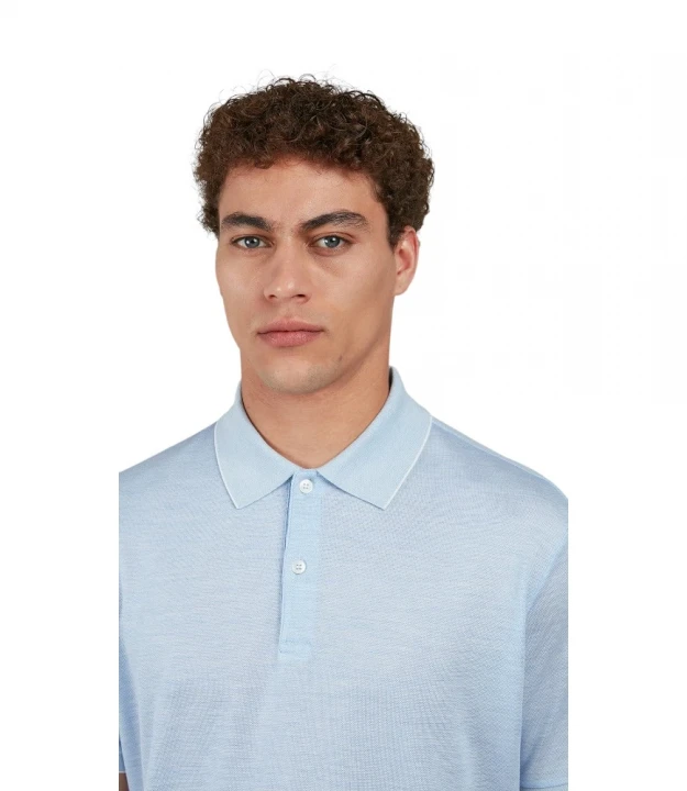 Men's Knitted Silk Cotton Polo Shirt With Buttons 3