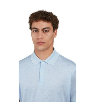 Men's Knitted Silk Cotton Polo Shirt With Buttons 3