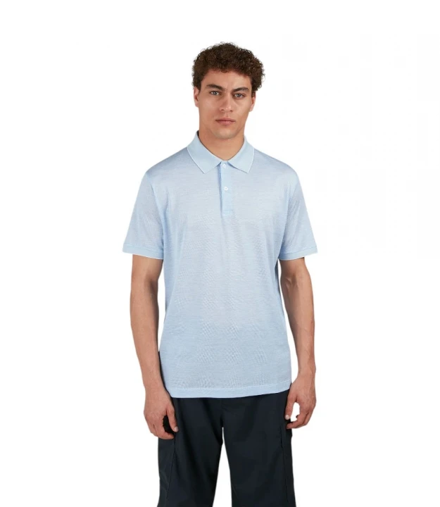 Men's Knitted Silk Cotton Polo Shirt With Buttons