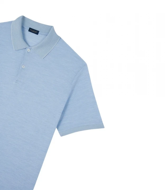 Men's Knitted Silk Cotton Polo Shirt With Buttons 4