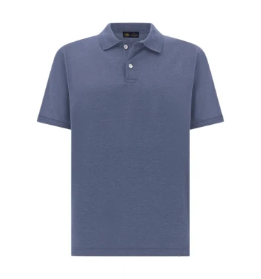 Men's Knitted Silk Cotton Polo Shirt With Buttons