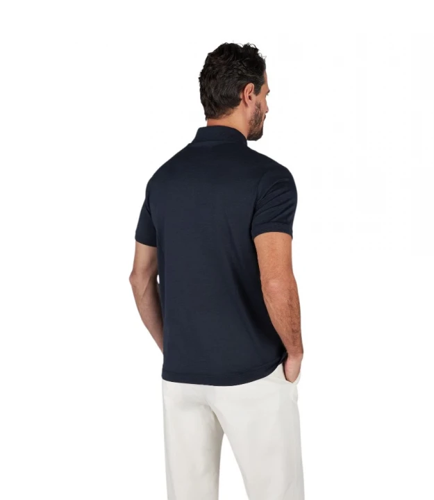 Men’s Knitted Silk Cotton Polo Shirt With Button 1