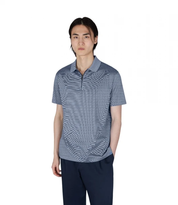 Silk And Cotton Zip Polo