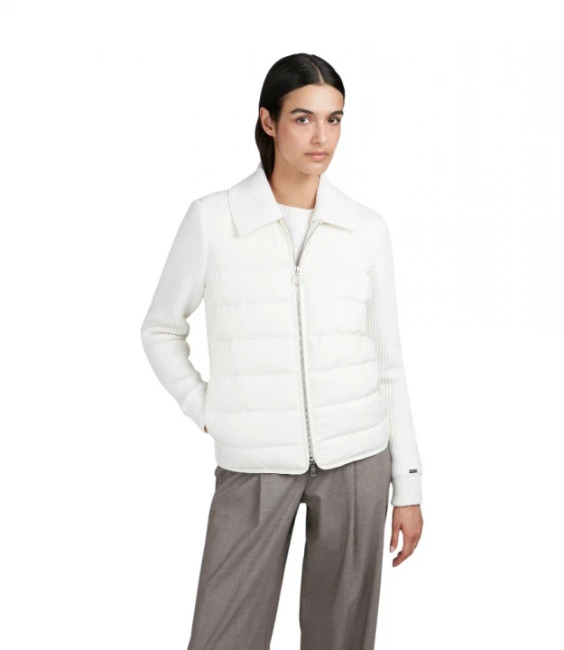 Hybrid Zip-Up Blouson In Wool And Typhoon Platinum