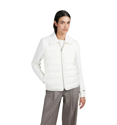 Hybrid Zip-Up Blouson In Wool And Typhoon Platinum