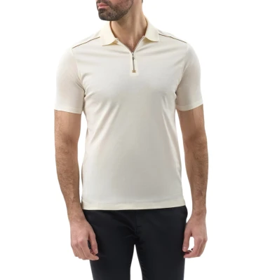 Men's Knitted Cotton Zipped Polo Shirt