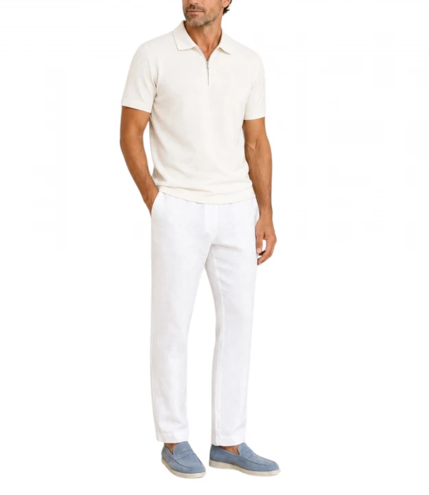 Men's Knitted Cotton Zipped Polo Shirt 1