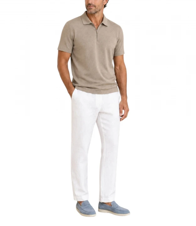 Men's Knitted Cotton Zipped Polo Shirt 1