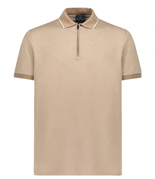 Men's Knitted Cotton Zipped Polo Shirt