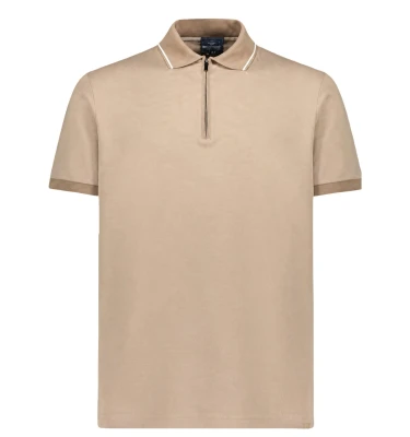 Men's Knitted Cotton Zipped Polo Shirt