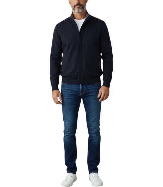 Men's Knitted Wool Zipped Sweater