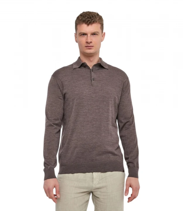 Men's Knitted Wool Polo Shirt With Buttons