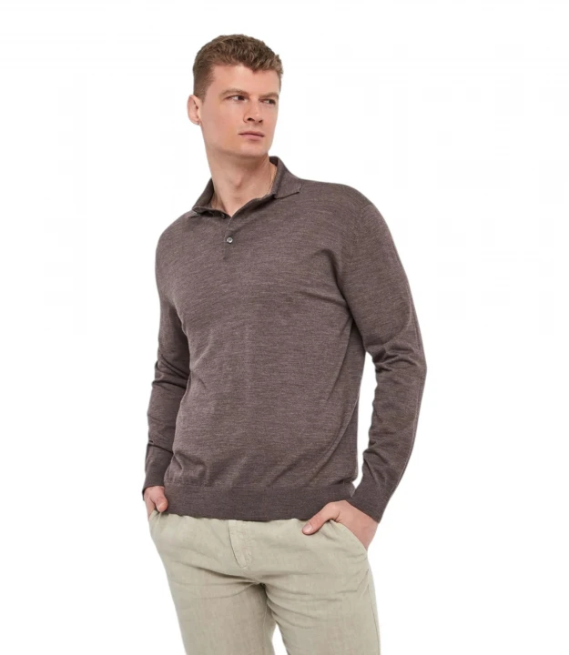 Men's Knitted Wool Polo Shirt With Buttons 2